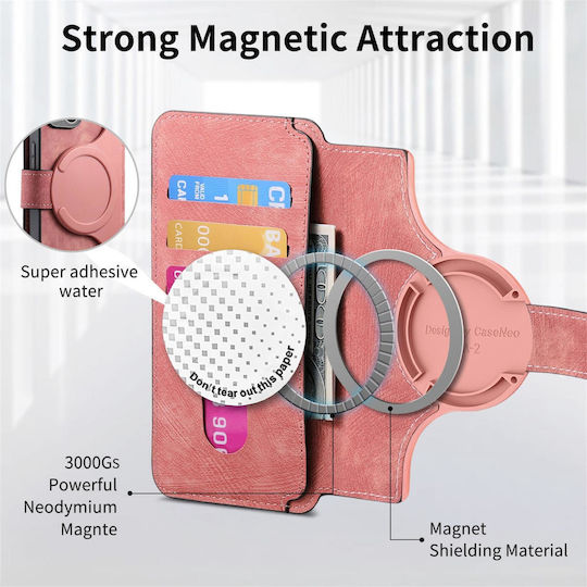 Caseneo Realme 16 Pro 5g Калъф Retro Leather Портмоне Розов