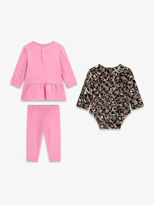 Guess Set Bodysuit with Pants Pink-Leopard 3 Pieces