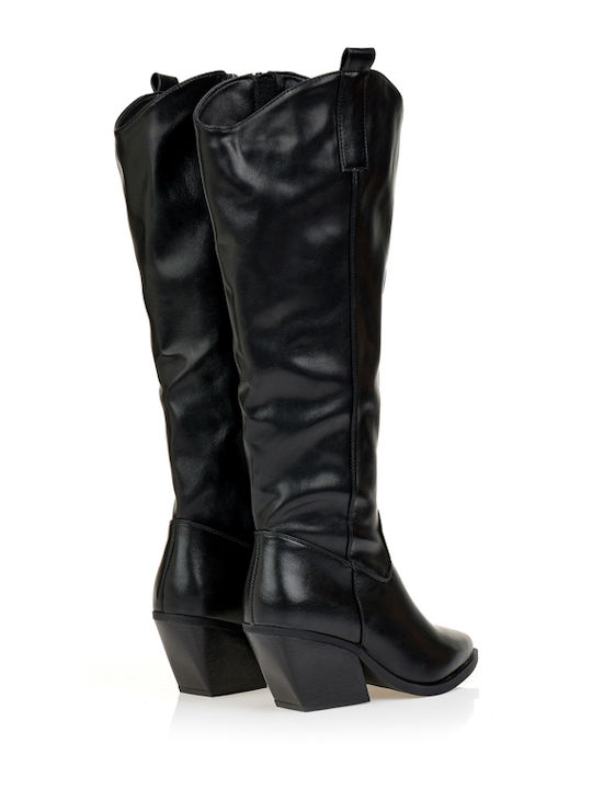 Damenstiefel Cowboy mit Mittelhohem Absatz in Schwarz