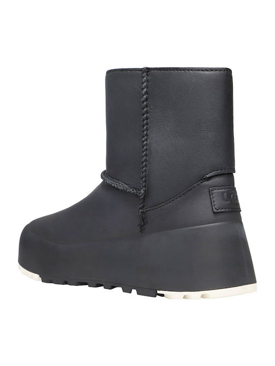 Klassische Leder Damenstiefel Schwarz