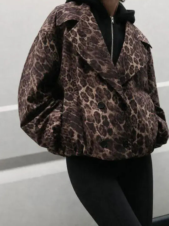 Damen Bomber Jacke Leopar