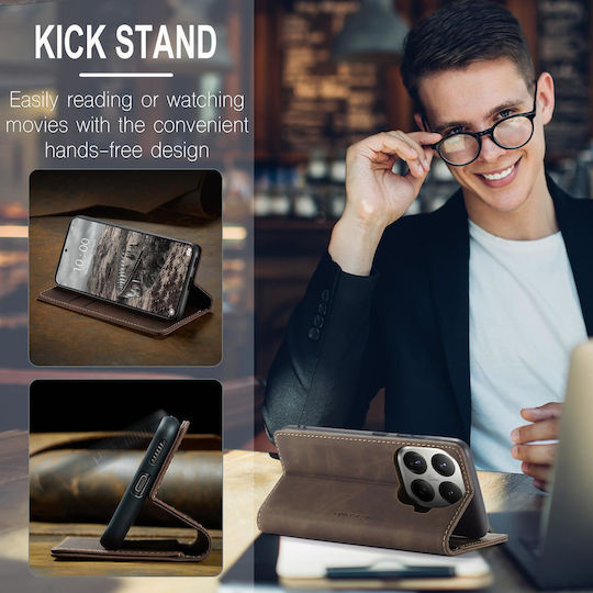 Caseme 013 Xiaomi 17t 5g Retro Leather Θήκη Βιβλίο Brown