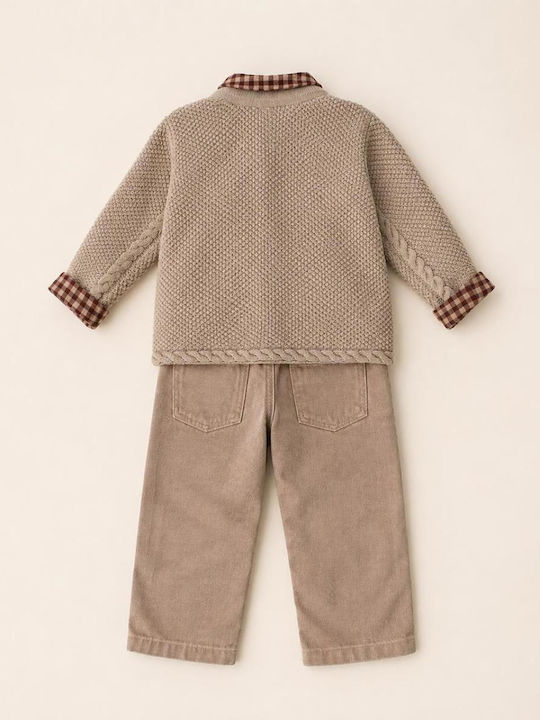 Kids Set with Pants 3 Pieces Beige