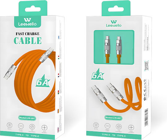 Leewello Cable USB-C Male - USB-C Orange 1.2m 783087-Orange