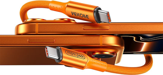 WK Braided Cable USB-C Male - USB-C 140W PD Orange 1.2m 115048