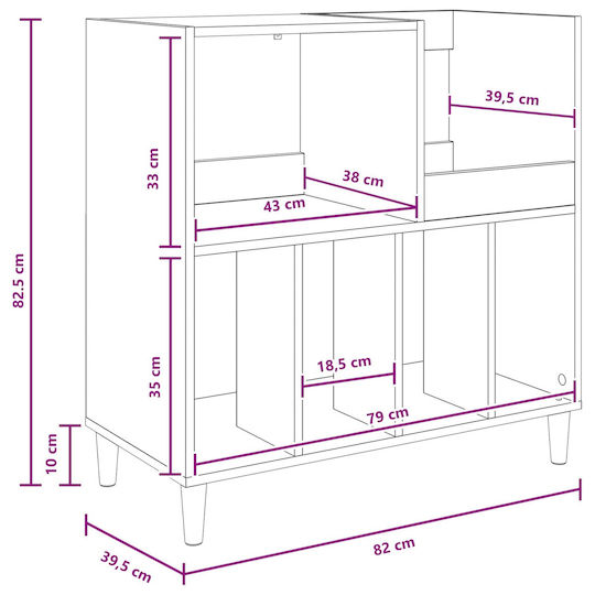vidaXL Hi-Fi Möbel Grau 39.5x82x82.5cm