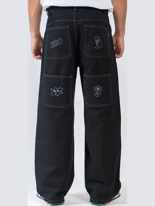 Herren Jeanshosen Relaxed Gerade Passform Schwarz