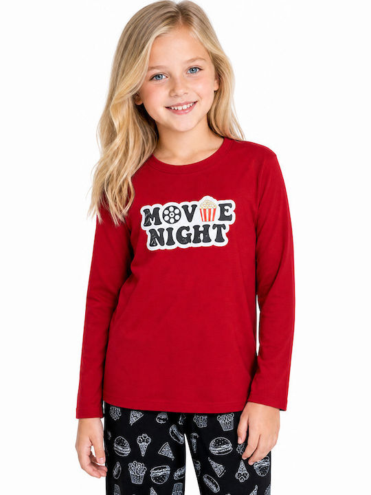 Comfort Pijama pentru copii din bumbac roșie Movie Night
