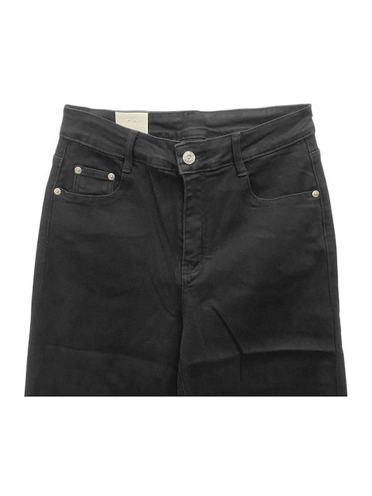 High Rise Women's Jean Pants in Wide Leg Black