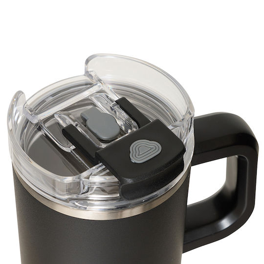 5Five Thermos Stainless Steel Bottle 600ml Black with Handle and Straw