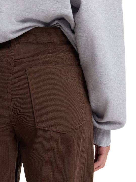Damen-Stoffhose in Relaxed Passform Braun