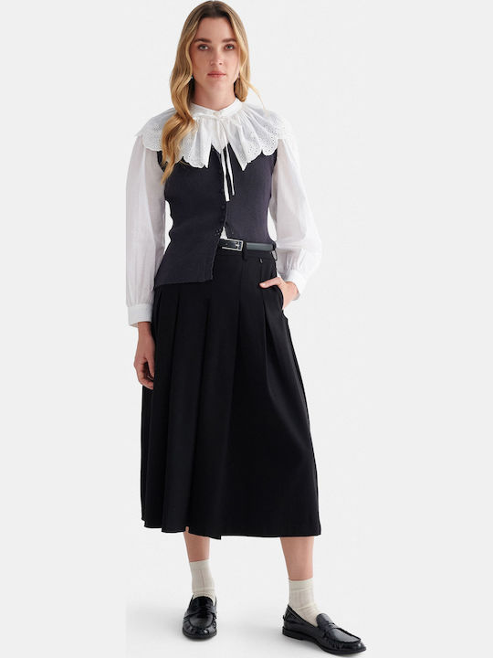 Women's High Rise Zip Culottes Black