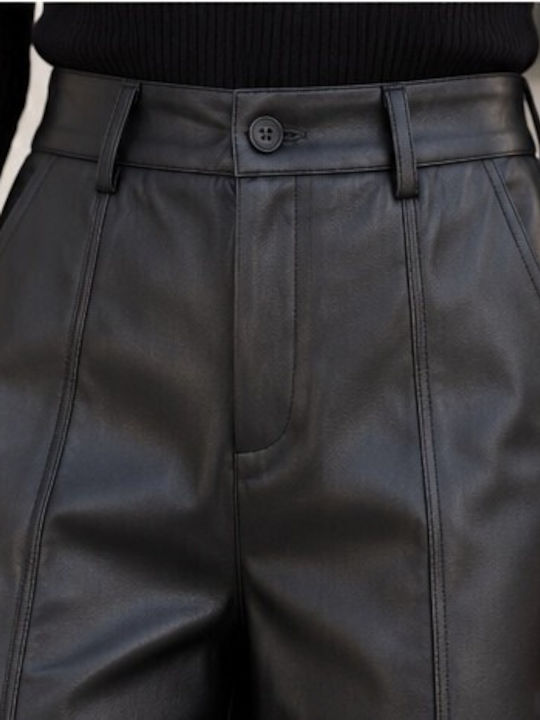Women's High Rise Leather Pantaloons Black