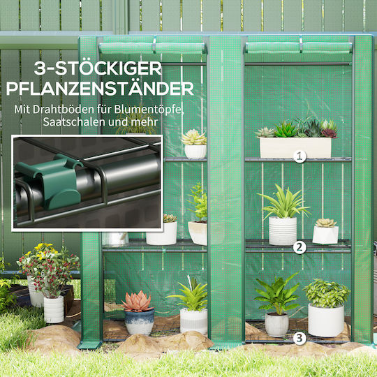 84H-241V00GN House Type Greenhouse with Shelves 1.44x0.48x1.52m