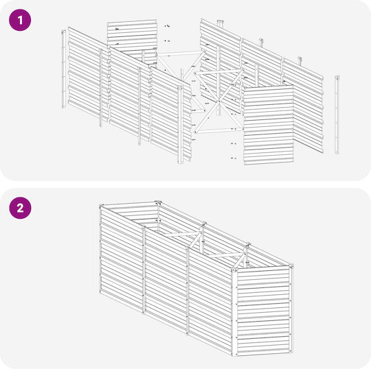 vidaXL Γλάστρα Μεταλλική Ασημί 240x40x55εκ.