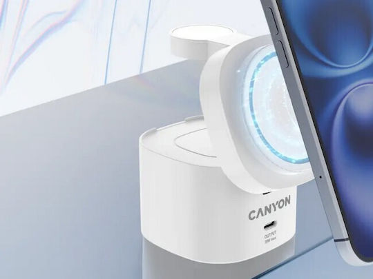 Canyon Kabelloses Handyladegerät (Qi Pad) 30W Stromlieferung Weiß