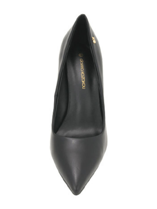 Leder Pumps mit Hohem Absatz Schwarz