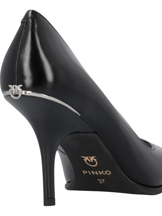 Leder Pumps mit Hohem Absatz Schwarz