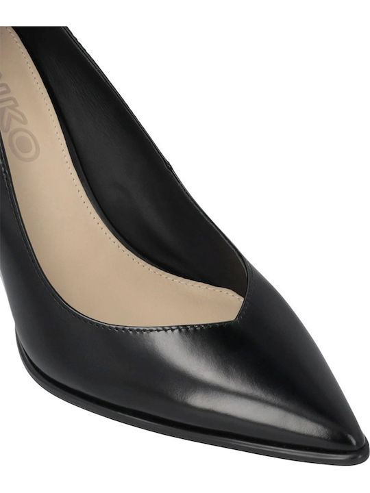 Leder Pumps mit Hohem Absatz Schwarz