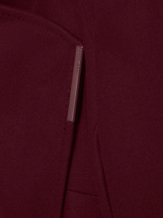 Дамско вълнено палто Oxblood