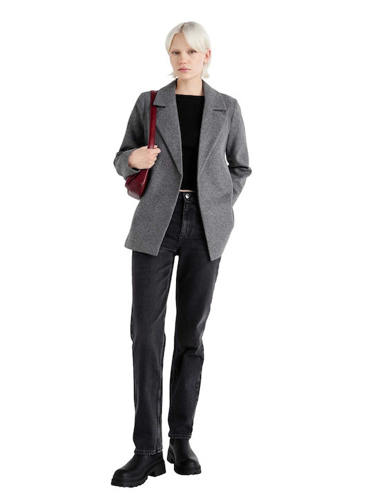 Γυναικείο Παλτό Medium Grey Mel Grey με Ζώνη