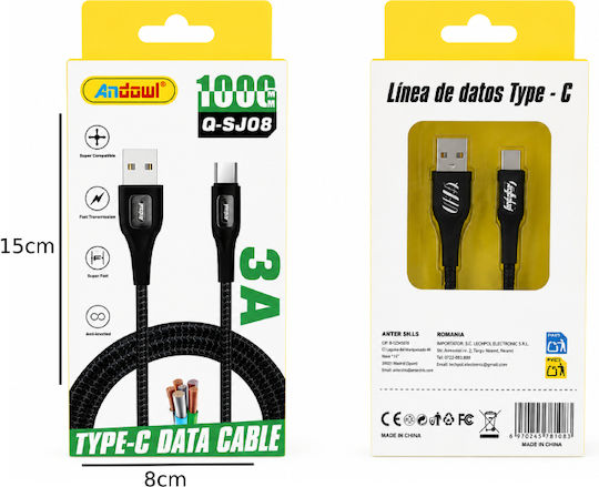 Andowl Qsj08 USB 2.0 Cable USB-C male - USB-A 1m Q-SJ08
