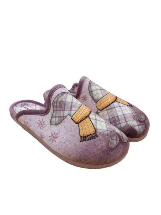 Adam's Schuhe Damen Hausschuhe Flieder
