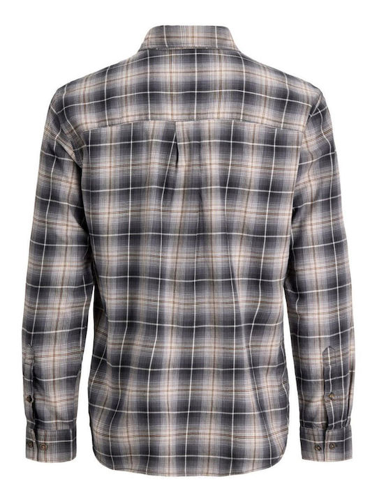 Kids Checked Long-Sleeved Denim Grey Shirt Black James