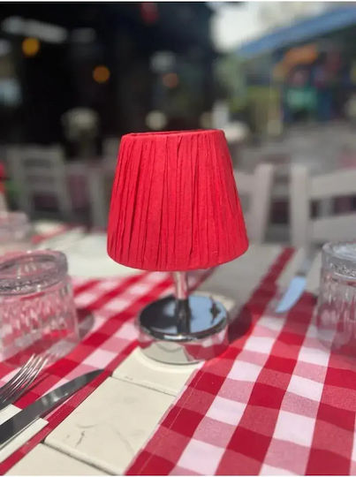SteweHome Table Lamp with Red Shade and Silver Base