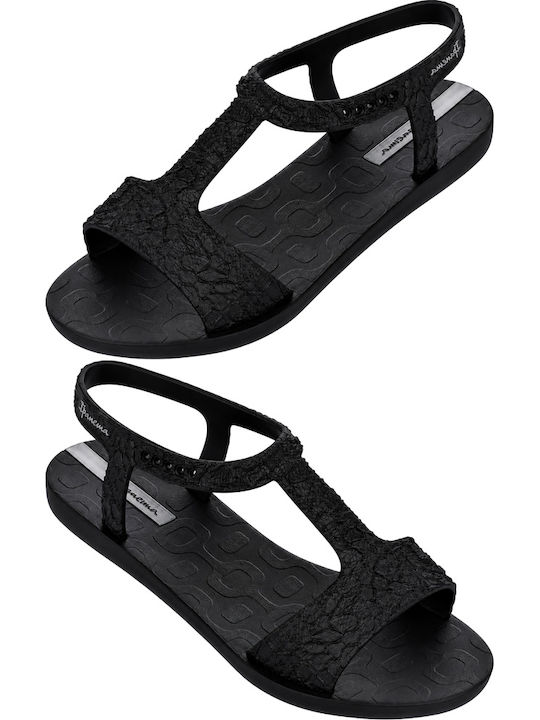 Damen Flache Sandalen Schwarz