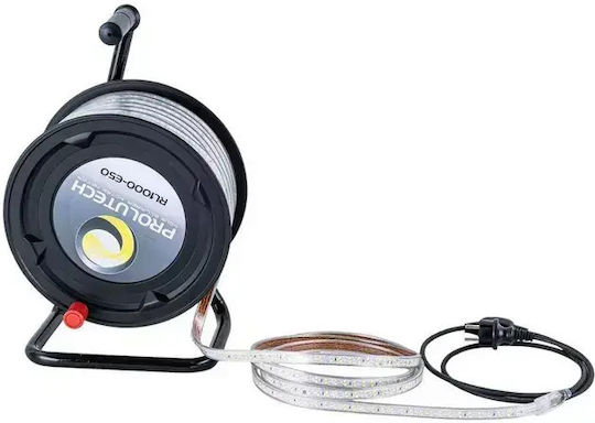 Prolutech Bandă LED Impermeabilă 220V Lumină Alb Natural 25m Tip SMD2835 cu Sursă de Alimentare