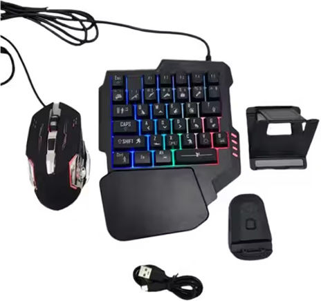 JG833 Gaming Keypad with Membrane Switches and RGB Lighting & Mouse English US
