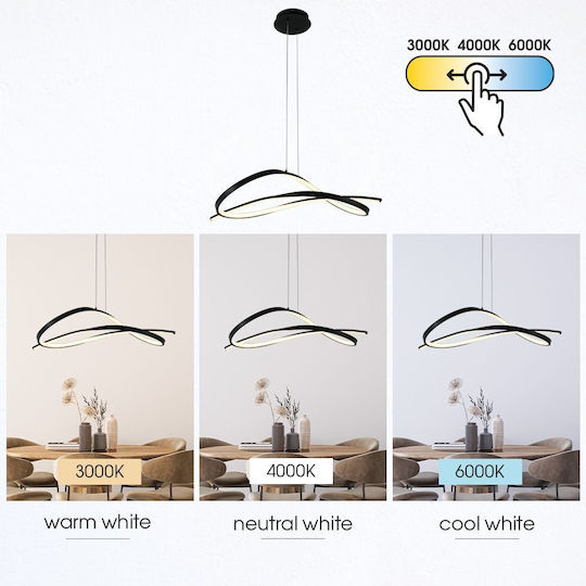 Vivalux Black LED Pendant Light with Adjustable White Light 62x31x120cm