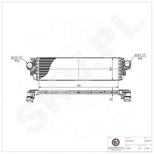 Ψυγείο Αέρα Υπερπλήρωσης Ford Focus Iv 2214003