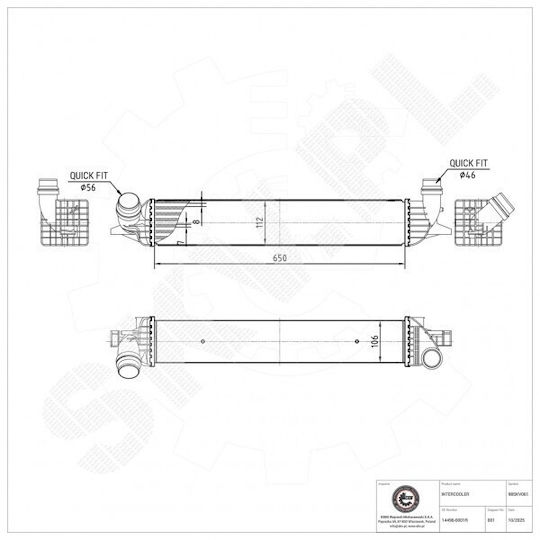 Ψυγείο Αέρα Υπερπλήρωσης Renault Laguna Iii 14496-0001r