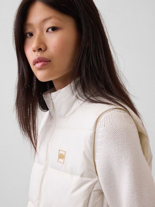 Women's Sleeveless Puffer Jacket for Winter Ivory Frost
