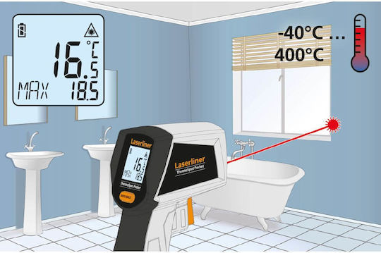 Laserliner Thermospot Infrarot- und Laserthermometer Für Temperaturen Bis 400°C Mit Verhältnis Von Abstand Zum Ziel 12:1