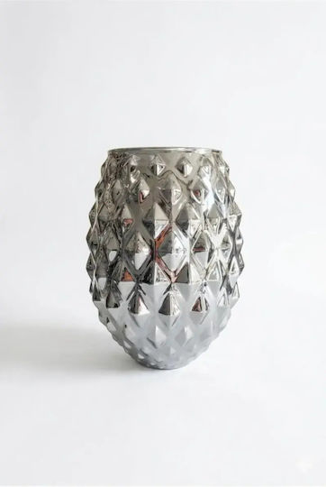 SteweHome Dekorative Glasvase Silber Y25cm