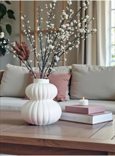 SteweHome Βάζο Πλαστικό Λευκό Φ13xΥ14cm