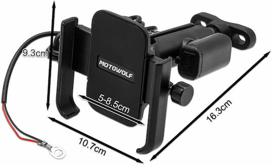 Motowolf Motorcycle Phone Mount with Adjustable Arm 3.5" for Handlebar