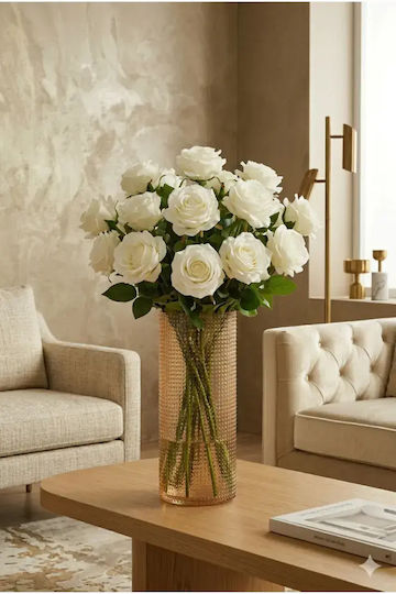 SteweHome Decorative Vase Crystal Diameter 10xHeight 30cm