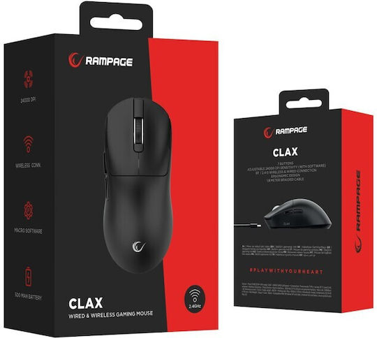 Rampage Kabellose Gaming Maus 24000 DPI Schwarz