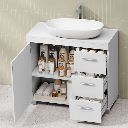 Vasagle Dulap coloană pentru baie de perete L70xA30xÎ64cm Albă