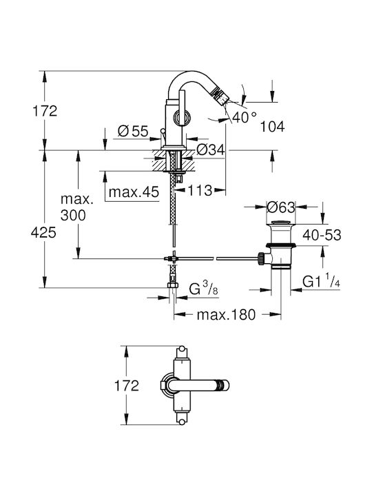 Grohe Atrio Αναμεικτική Μπαταρία Νιπτήρα Ασημί