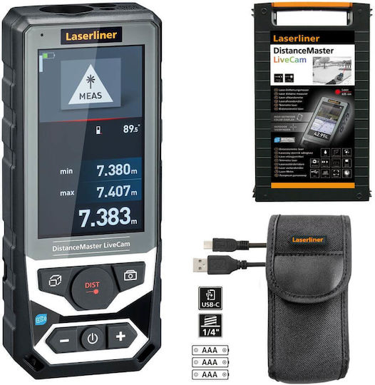 Laserliner Laser Entfernungsmesser DistanceMaster LiveCam Bluetooth mit Messbereich 0,2m-150m