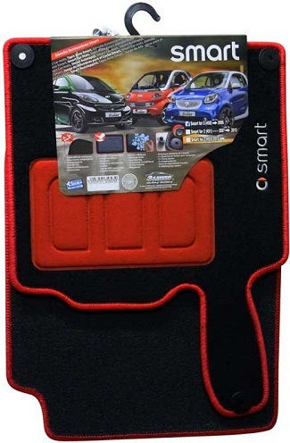 3Lines Front Car Mats 2 Pieces For Smart ForTwo 2006 Black Red