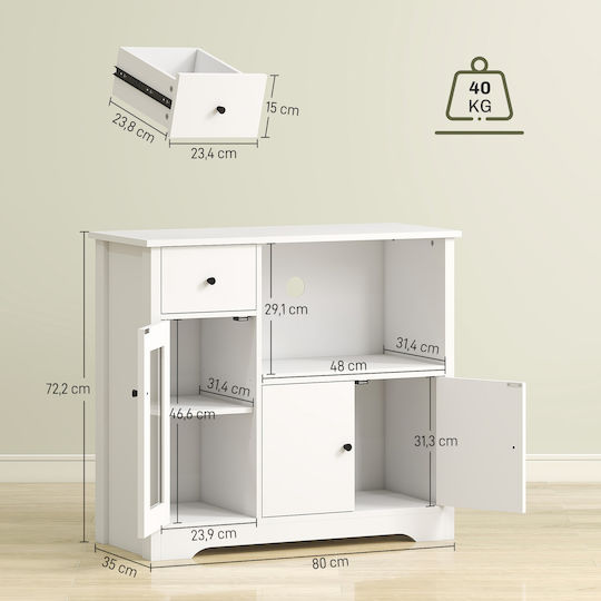 Floor Kitchen Dresser White 80x35x72.2cm