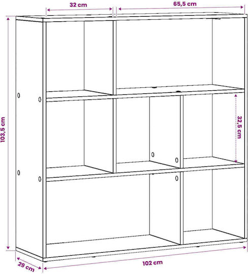 Βιβλιοθήκη Μαύρη Δρυς 102x29x103.5εκ.