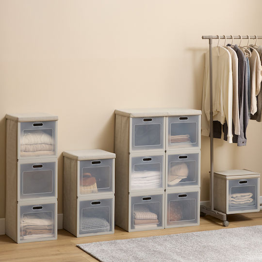 5Five Fabric Storage Box with Lid Grey 30.5x30.5x60.5cm