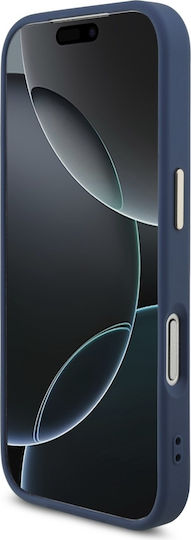Guess калъф от PU кожа с метално лого и златна рамка за iPhone 18 Pro син